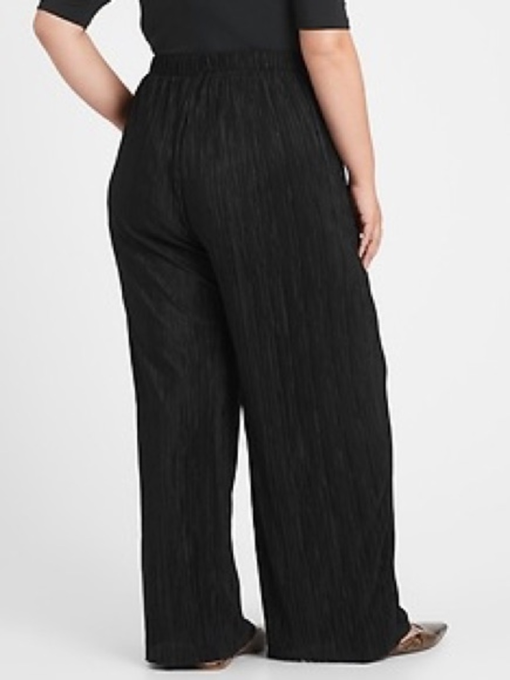 EUC Banana Republic Wide Leg Plisse Sloan Dress Pant Pockets Flowy Lined Black L - Picture 8 of 9